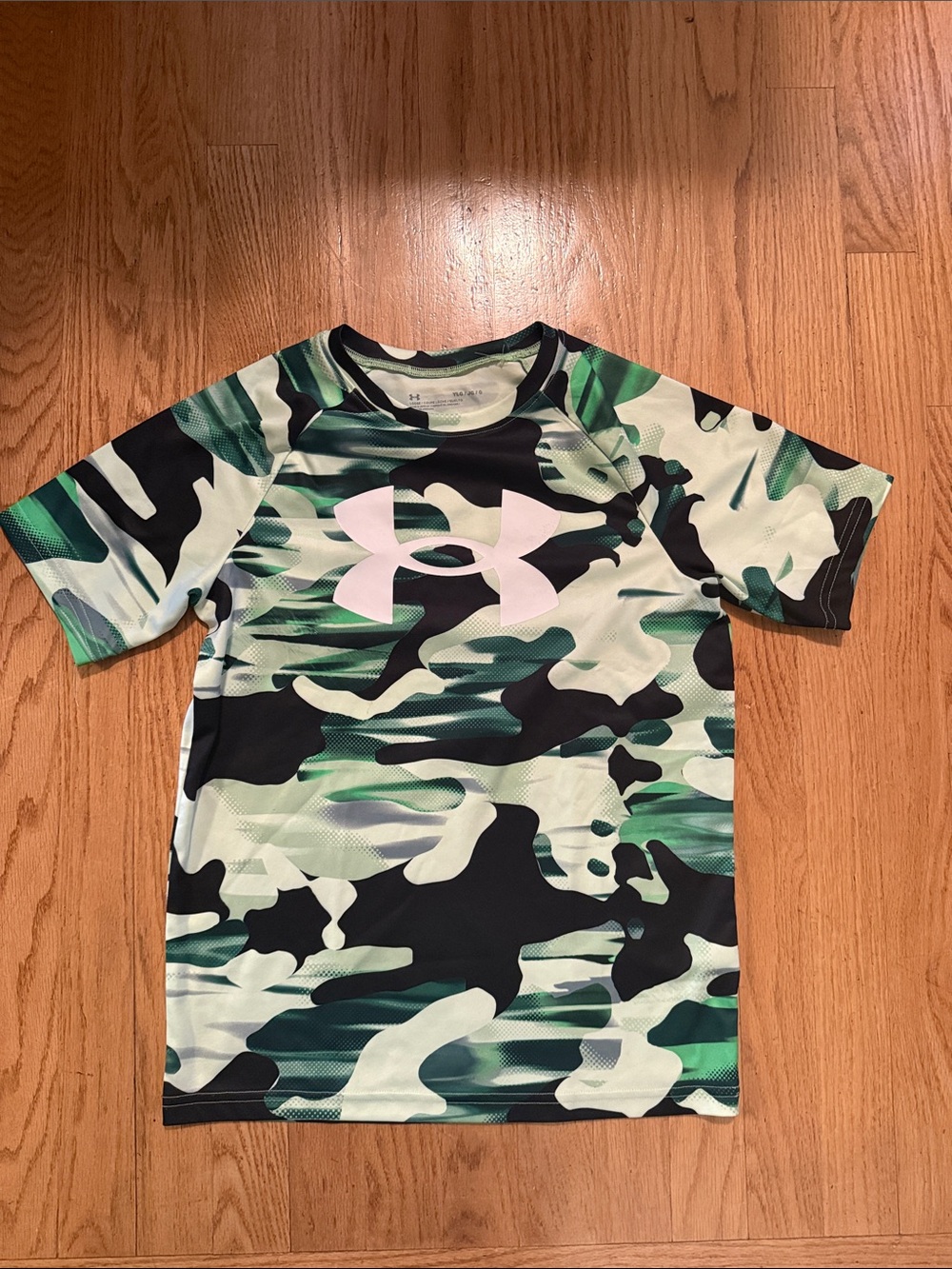 Under Armour Green Camo Short Sleeve Performance Tee with White Logo